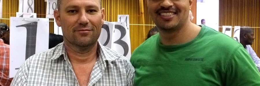 Chris Crous en Frank Barends Maandag tydens hulle hof-verskyning in die Kaapse Hooggeregshof.